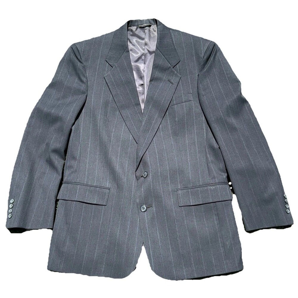 Christian Dior Monsieur Mens Grey Pinstripe Wool Blazer Sport Coat 41r USA VTG